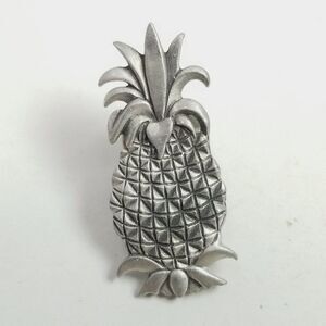 Vintage Pineapple Pin, Silver Tone Fruit Shaped Brooch, Retro Unisex Estate